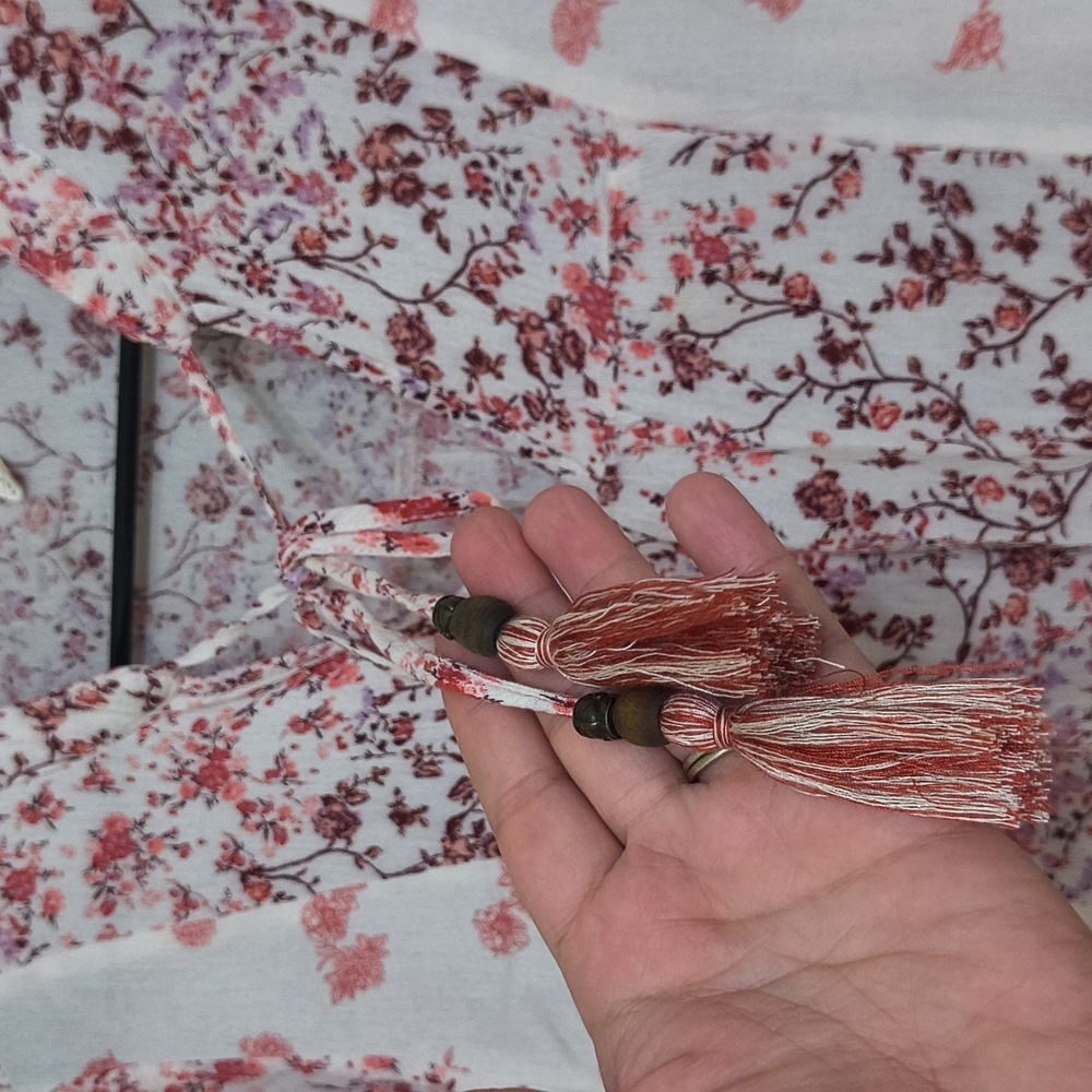 Bohemian Floral Print Top Size Large Cottagecore Feminine Western Casual - Picture 3 of 7